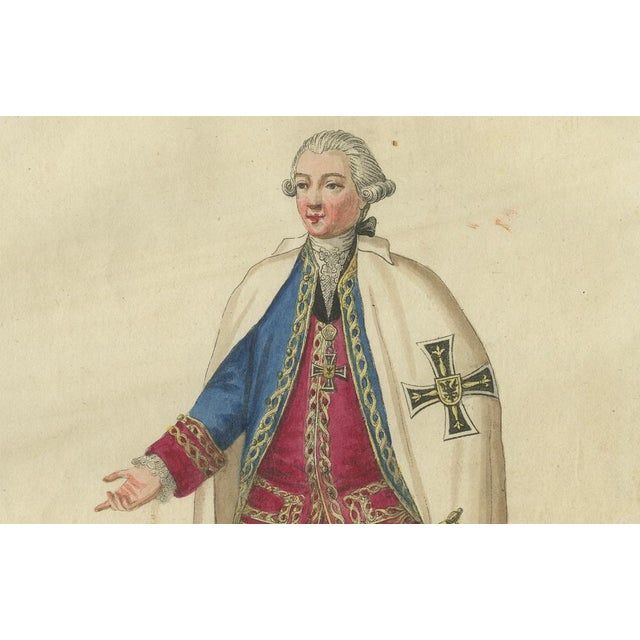 Late 18th Century Schwan, Grand Master of the Teutonic Order, 18th Century, Hand-Colored Engraving For Sale - Image 5 of 7