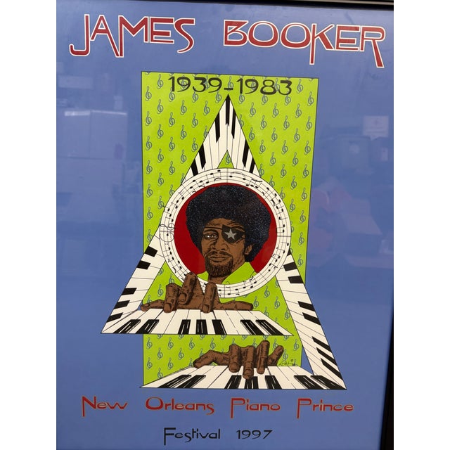 Lolet Boutté Framed James Booker New Orleans Piano Prince Festival Poster Print For Sale - Image 4 of 12