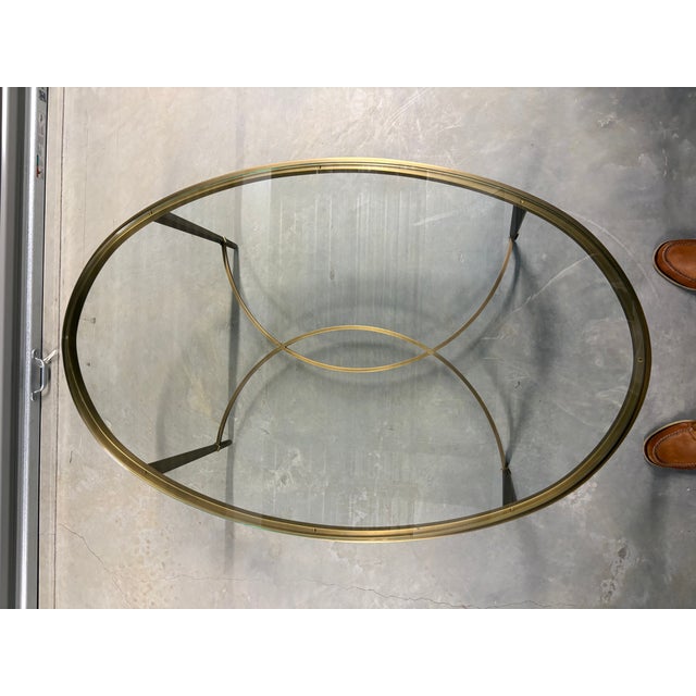 Baker Furniture Company Classic Baker Antique Brass Glass Top Coffee Table For Sale - Image 4 of 6