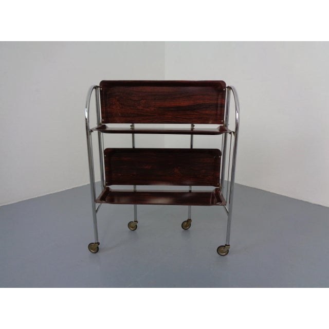 Vintage Optic Rosewood Pressalit Tea Cart, 1970s For Sale - Image 7 of 18