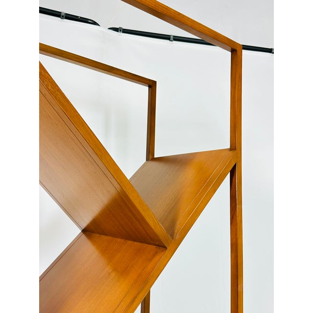 Brown Danish Modern Geometric Wood Étagère Open Display Bookcase, Mid-Century Style For Sale - Image 8 of 17