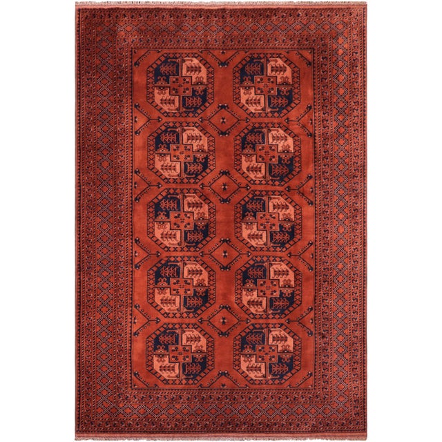 Blue Tribal Kargahi Rust/Blue Wool Rug - 6'11'' X 10'2'' For Sale - Image 8 of 9