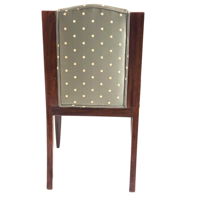 Wood Early 20th Century French Art Deco Desk / Arm / Side/ Occasional Chair Thuya Wood & Silver Leaf- Attributed to M. Dufrene For Sale - Image 7 of 12