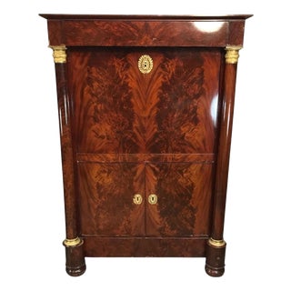 Empire French Secretary Desk in Mahogany and Marble, 1810 For Sale