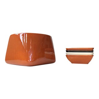 Ceramic Salad Bowl & Dishes by Nanna Ditzel for Søholm, 1970s, Set of 5 For Sale