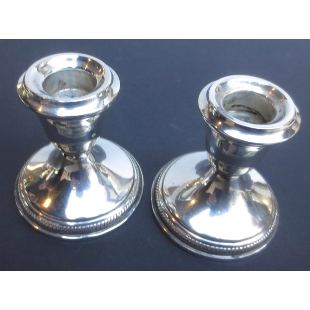 Sterling Silver Candlesticks - A Pair of 2 For Sale - Image 4 of 5