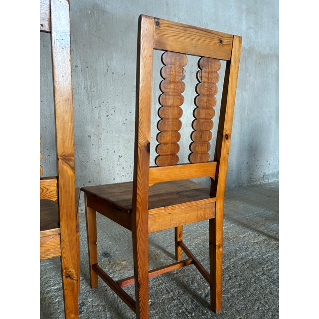 Vintage Swedish Sculptural Dining Chairs in Pine, 1930s, Set of 5 For Sale - Image 13 of 18