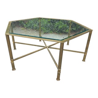 1970's Hexagonal Brass CoffeeTable With Bevelled Glass Top For Sale