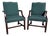 Vintage Chippendale Mahogany Lolling Chairs – Pair Upholstered Armchairs – Stow & Davis For Sale