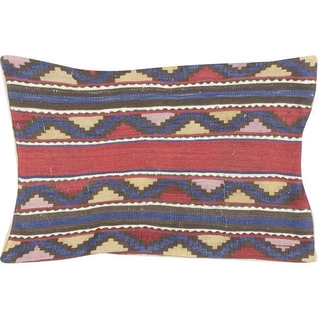1920s Caucasian Soumak Pillow. Hand Sewn with fragments of vintage Anatolian wool Kilims. Fiber fill. 522021