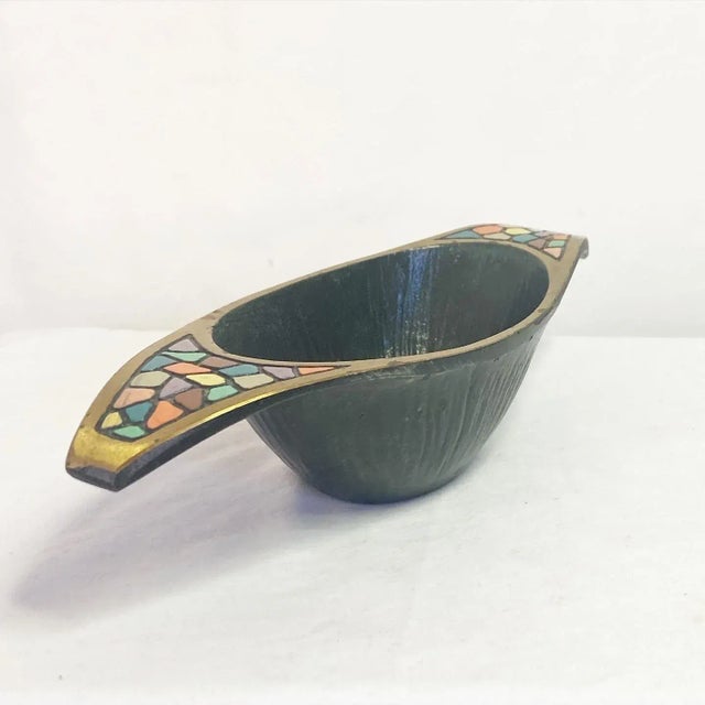 Mid-Century Modern Solid Brass Enameled Dish/Tray For Sale - Image 4 of 7
