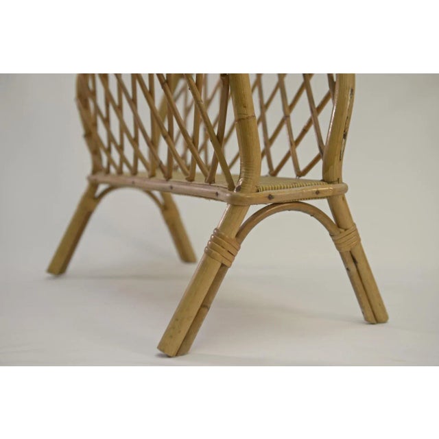 Wood Vintage Rattan Magazine Holder, 1960 For Sale - Image 7 of 9