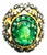 Bochic "Orient" Natural Emerald & Natural Diamond Ring Set In 18K Gold &Silver For Sale