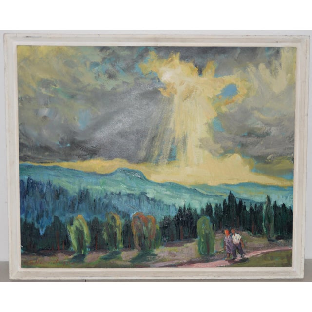 Gray August Philipp Henneberger (German, 1902-1980) Illuminated Path Oil Painting C.1950 For Sale - Image 8 of 8