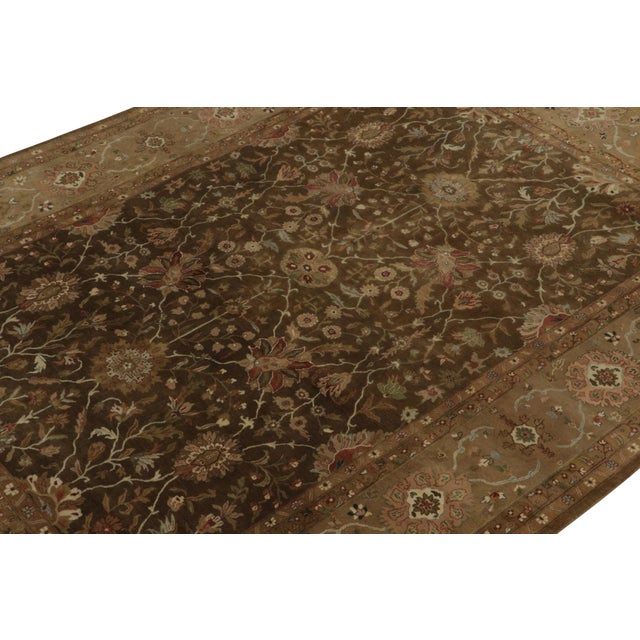 Rug & Kilim Rug & Kilim’s Tabriz Style Rug in Brown, Gold and Green Floral Patterns For Sale - Image 4 of 6