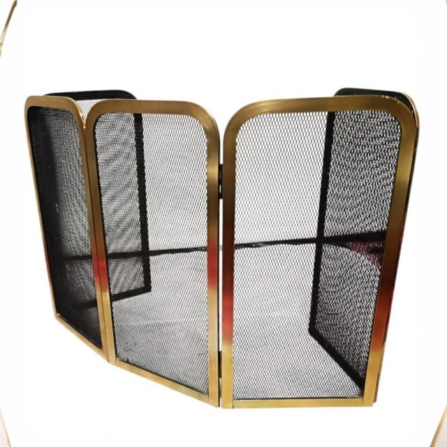 Folding Brass Fireplace Screen, 1950s-1960s For Sale - Image 4 of 13