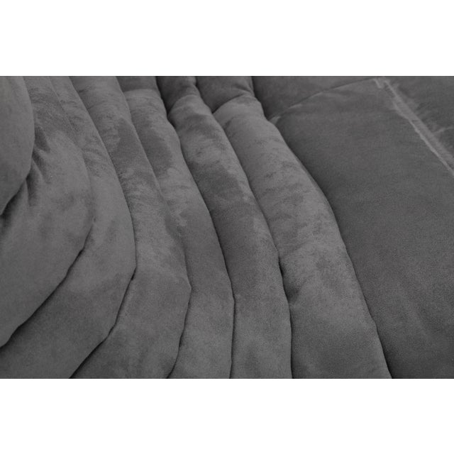 Authentic Restored Togo Fireside Chair and Ottoman in Shadow Grey Microfibre - Vintage Ligne Roset For Sale - Image 12 of 17
