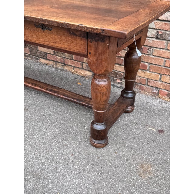 This is an amazing 19th Century English Console table. This harvest table is solid with amazing patina, large sturdy legs...