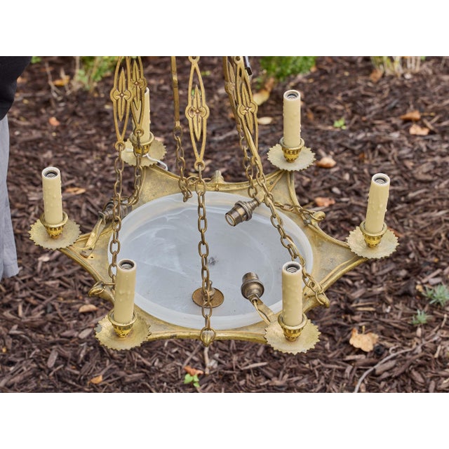 19th Century Neoclassical Nine-Light Alabaster & Gilt Bronze Chandelier For Sale - Image 11 of 13