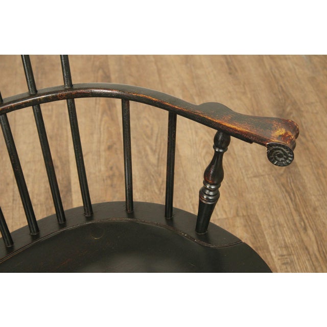 Wood Oley Valley Reproductions Distress Painted Windsor Writing Armchair For Sale - Image 7 of 12