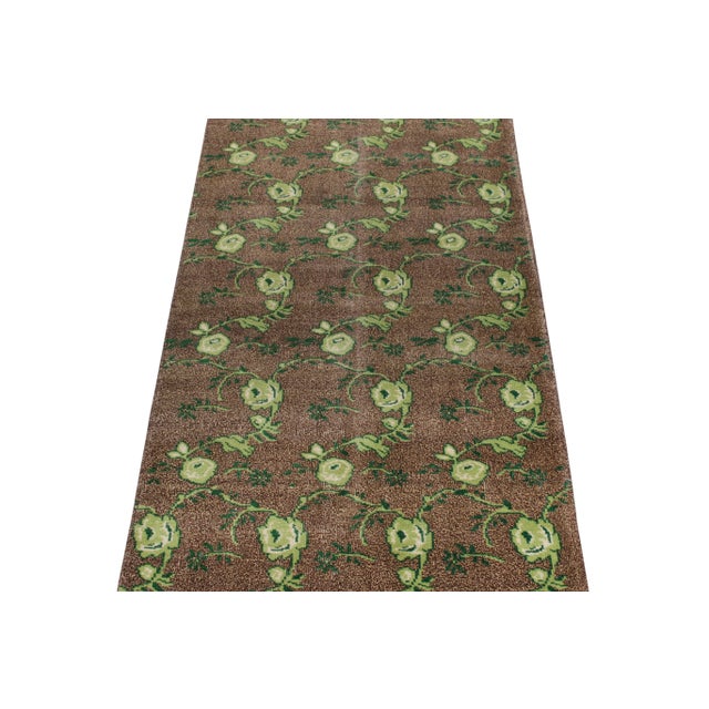 Hand-knotted in wool from Turkey circa 1950-1960, a 4x6 vintage rug from a bold Turkish designer commemorated in Rug &...