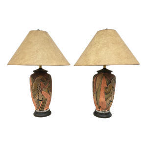 1990s Post Modern Abstract Ceramic Lamps by Quoizel