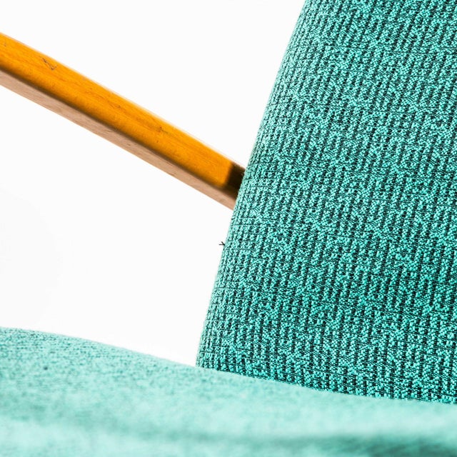 Wood Teal Armchair with Maze Effect, 1960s For Sale - Image 7 of 9
