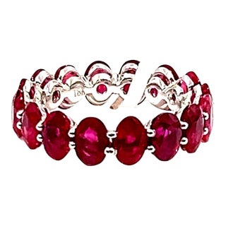 8.19 Ct Oval Ruby Eternity Band Size 6.5 For Sale