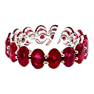 8.19 Ct Oval Ruby Eternity Band Size 6.5