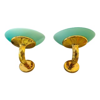 Pair of Large 1980s Italian Fratelli Martini Gold Wall Lamps For Sale