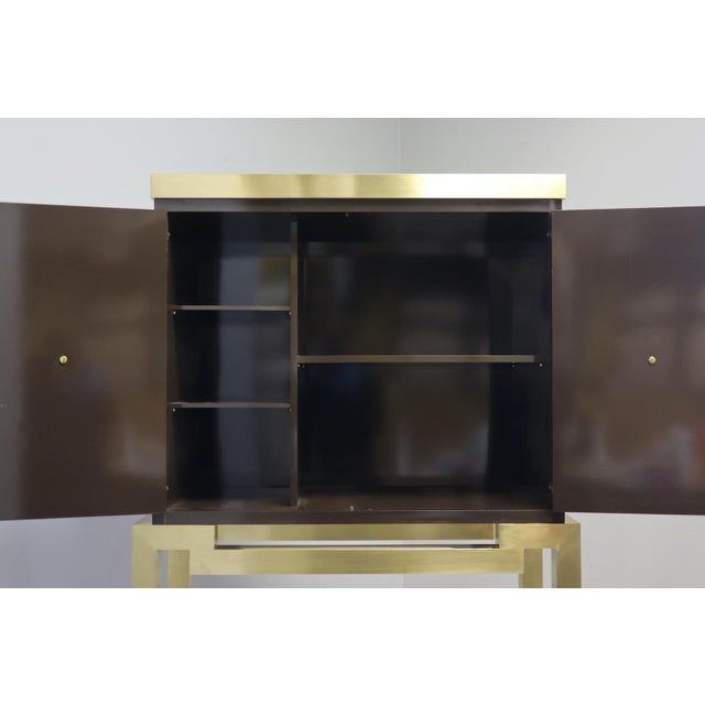Wood Vintage Art Deco Style Bar Cabinet in Brass, 1968 For Sale - Image 7 of 15