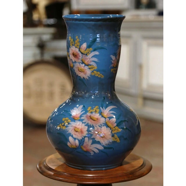 Dress a table, a console or cabinet with this large and colorful antique vase. Crafted on the French Riviera, southern...