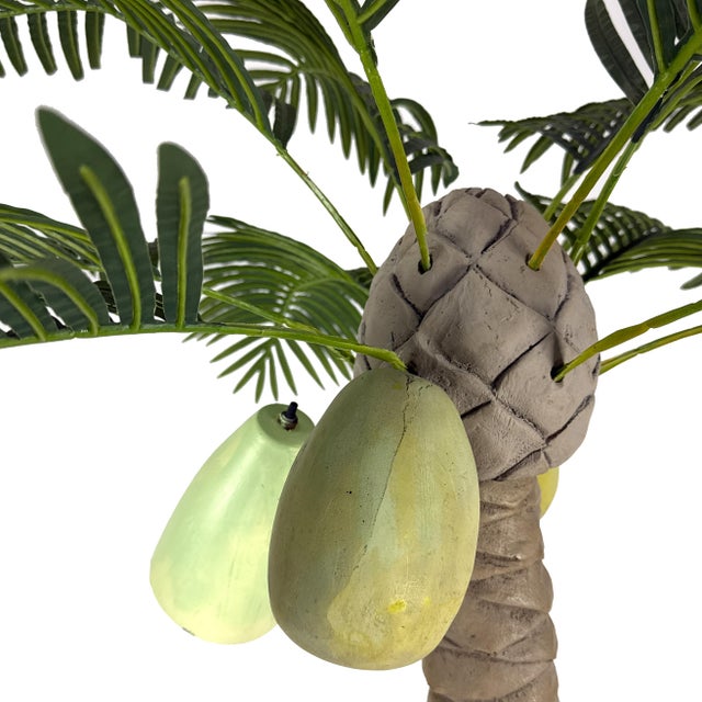 Vintage 1960s Plaster Palm Tree Floor Lamp W/ Metal Bullet Shade - Tropical Tiki Island Beach Decor - Mario Torres Style For Sale - Image 15 of 18