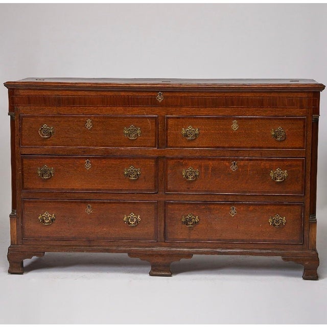George III Mahogany Inlaid Oak Double Chest of Drawers, English 1780-1800 For Sale In Houston - Image 6 of 6