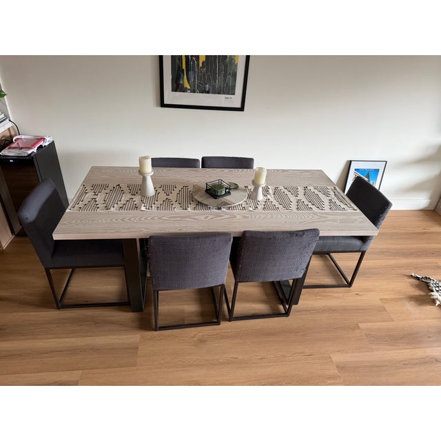 Industrial West Elm Tompkins 74-Inch Dining Table - Winter Wood / Steel For Sale - Image 3 of 9