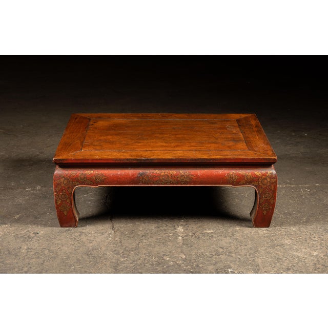 Early 20th Century Southeast Asian Wooden Coffee Table With Floral Accents For Sale - Image 4 of 16