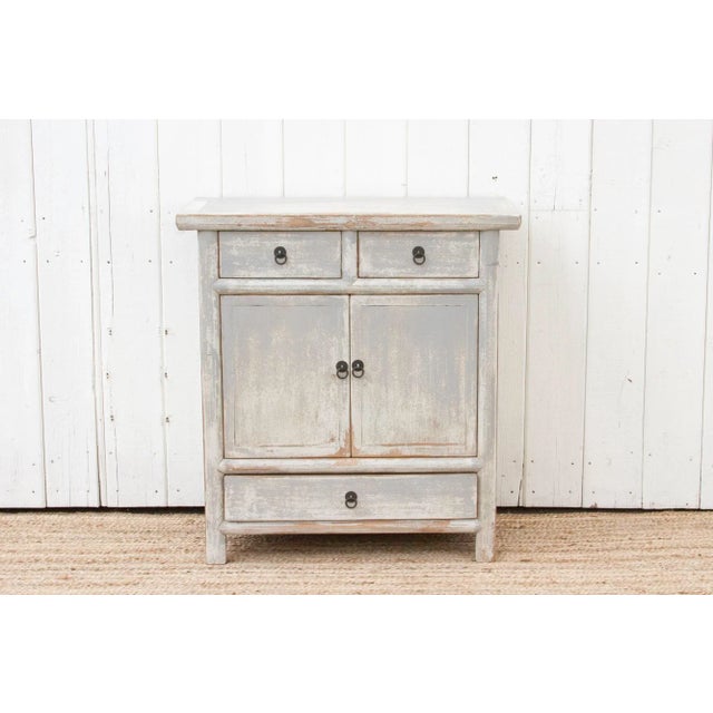 Farmhouse Light Gray Painted Cabinet For Sale - Image 3 of 11