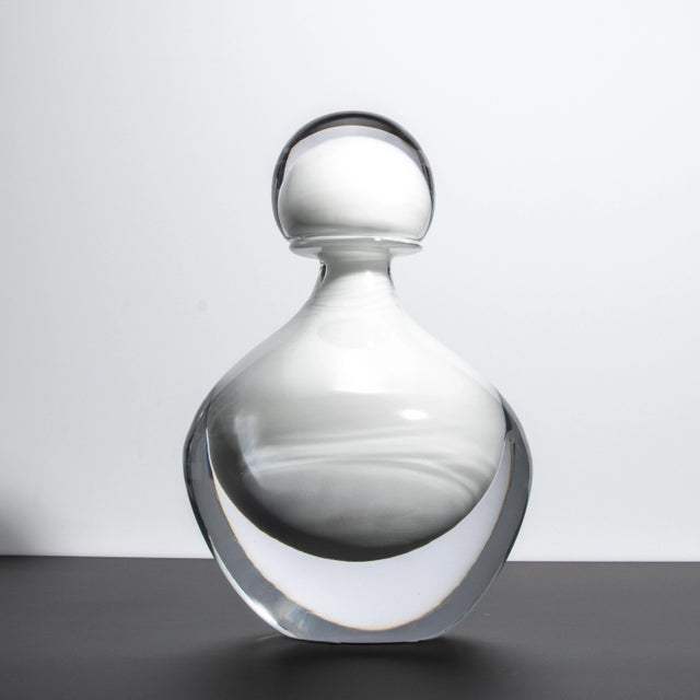 Modern Hand Blown Murano Bottle in Crystal White Large For Sale - Image 3 of 10