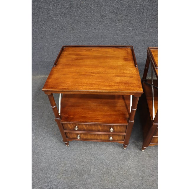 Ethan Allen Pair of Ethan Allen Mahogany Bedside Tables With X-Form Supports For Sale - Image 4 of 13