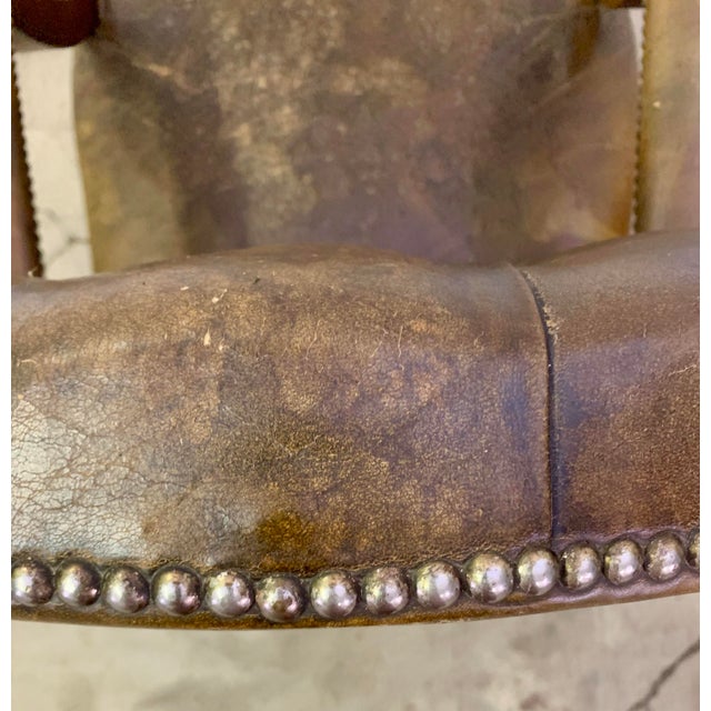 Antique Leather Gainsborough Armchair, 1900s For Sale - Image 10 of 10