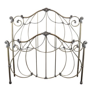 Vintage Ornate Open-Frame Metal Full Headboard and Footboard - 2 Pieces For Sale