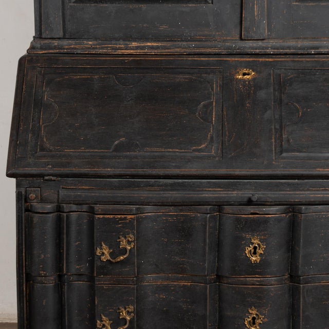 18th Century Danish Oak Secretary Bureau, Painted Black For Sale - Image 13 of 14
