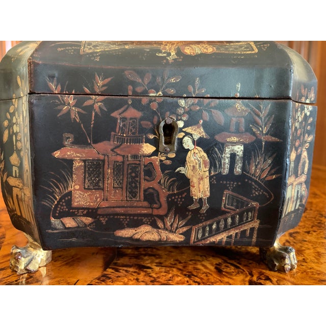 Chinese Export Black and Gilt Japanned Lacquer Melon Form Box For Sale - Image 6 of 14