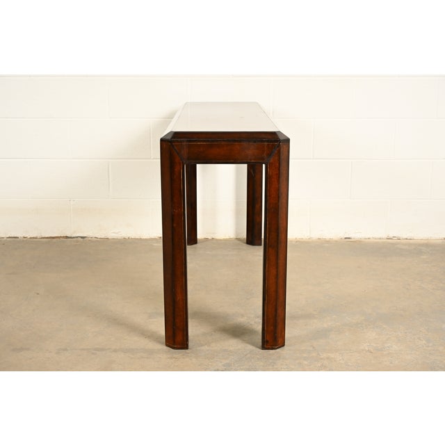 Maitland Smith Regency Leather Wrapped Console Table For Sale - Image 10 of 11