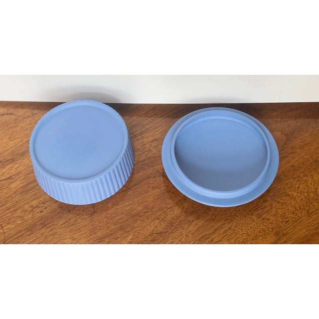 Mid 20th Century Mid 20th Century Wedgwood Jasperware Pale Blue Round Fluted Box With Lid, Cupid Asleep For Sale - Image 5 of 7