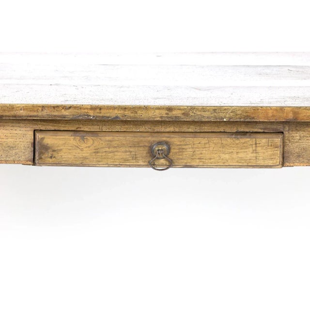 Brown Mid 19th Century English Fruitwood Single Drawer Farm Table For Sale - Image 8 of 11
