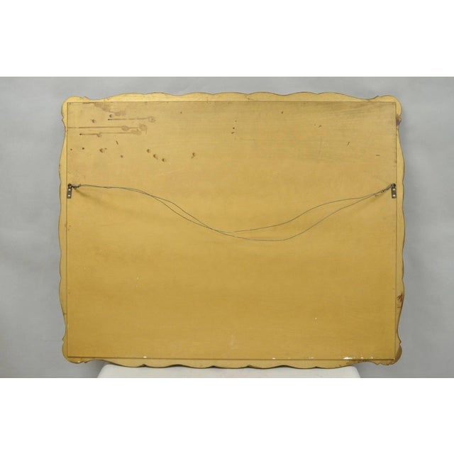 Vintage Hollywood Regency Gold Scalloped Serpentine Wood Frame Wall Mirror For Sale - Image 14 of 15