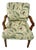 1990s Vintage Neoclassical Acanthus Leaf Upholstered Open Arm Side Accent Chair For Sale