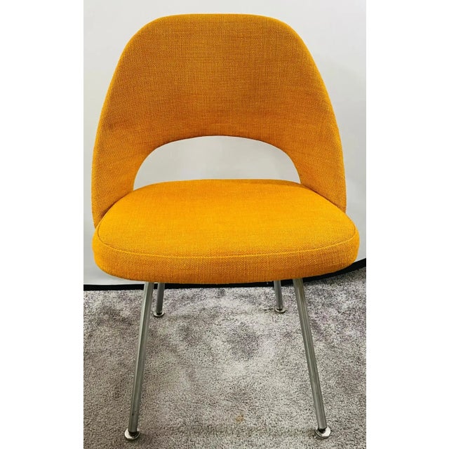 Mid-Century Modern Eero Saarinen for Knoll MCM Tumeric Orange Uphostery Side Chair, a Pair For Sale - Image 3 of 12