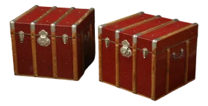 Red Hats Trunks in Nickel and Poplar, Set of 2
